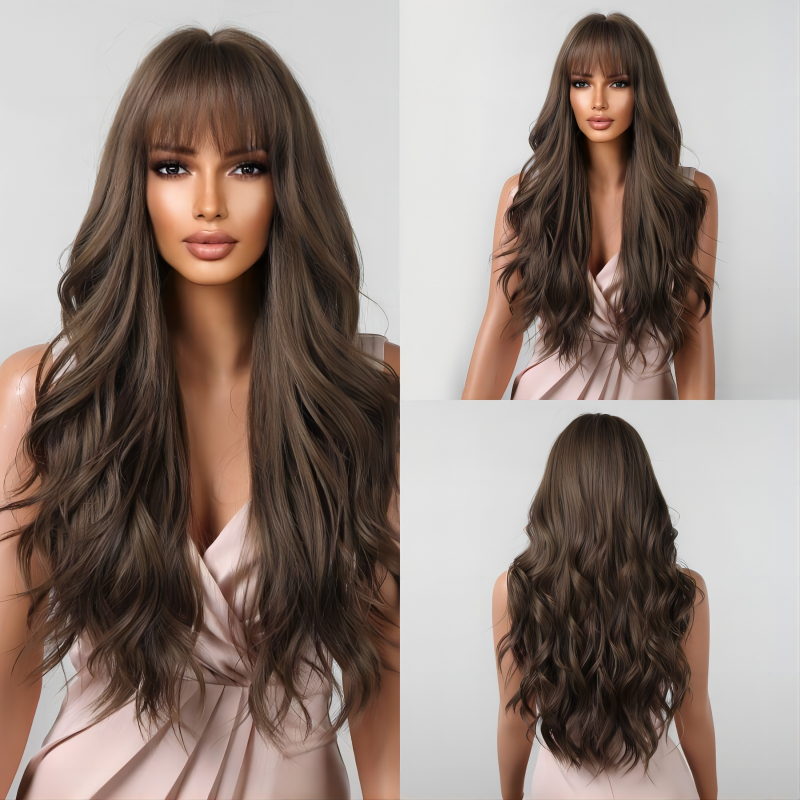 Holowigs 65cm Brown Long Wave Fashion Wig