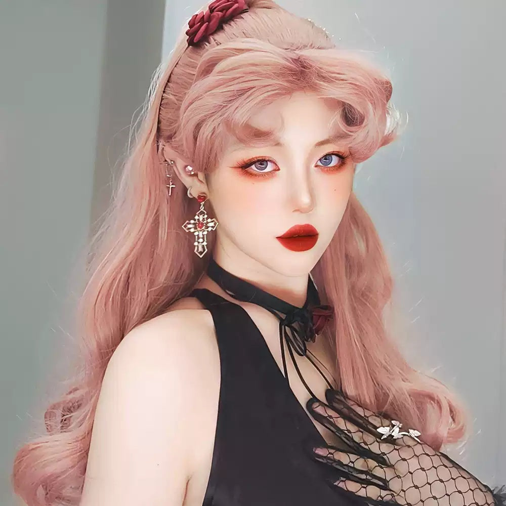 Holowigs Pink Long Curly Princess Lolita Wig