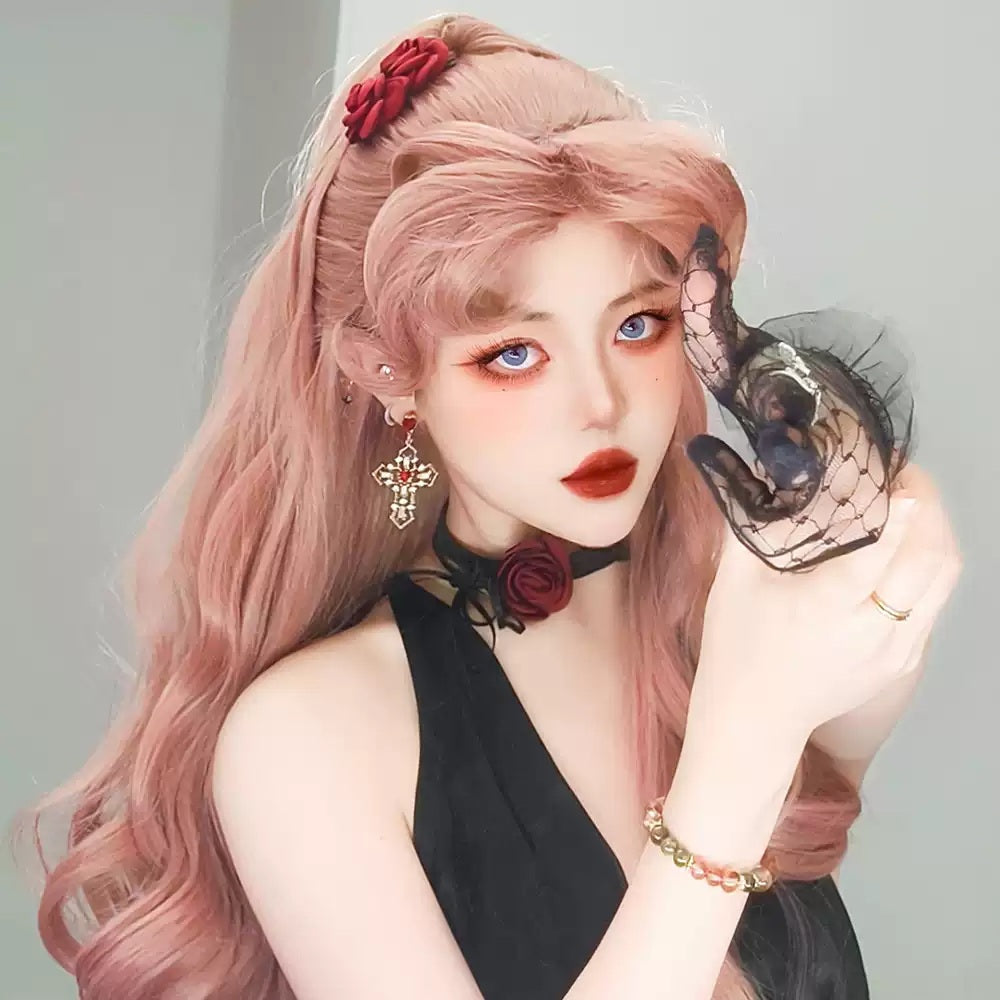 Holowigs Pink Long Curly Princess Lolita Wig