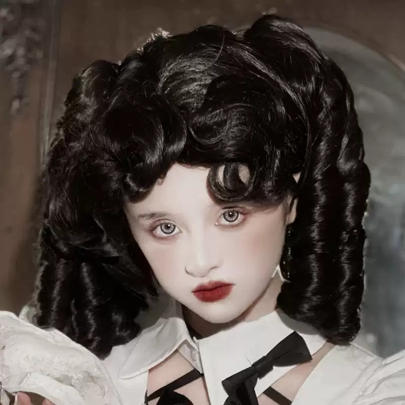 Holowigs Roman Roll Gothic Black Double Ponytail Lolita Wig